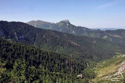 W dole Dolina Jaworzynki, a dalej Giewont (1894 m.n.p.m.), z lewej Czerwone Wierchy.