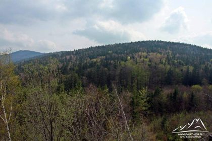 Z lewej w oddali Sokoli, przed nami Jasanovy Vrch (799 m.n.p.m.).
