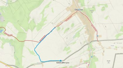 Mapa trasy na Kalwarię za www.mapy.cz