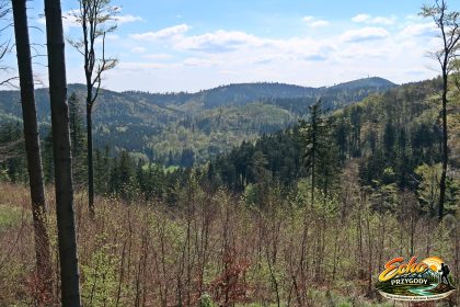 panorama Góry Kamienne widoki ze szlaku na Gomólnik Mały